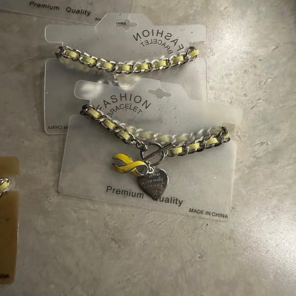 Sarcoma & Bone Cancer Awareness: Five Yellow Ribbon Charm Bracelets - Picture 4 of 7
